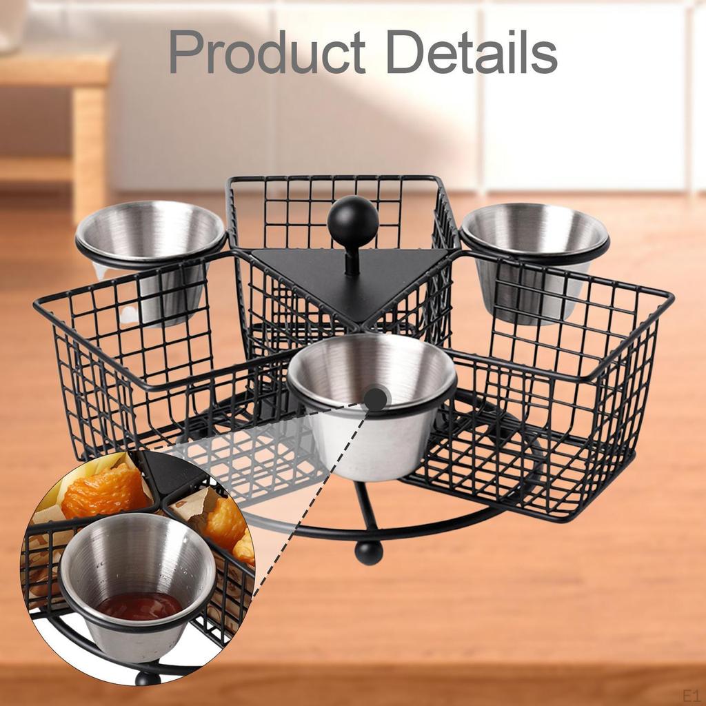 Rotating Fry Basket Divided Compartments for Chips, Chicken, Skewers Easy to Wire