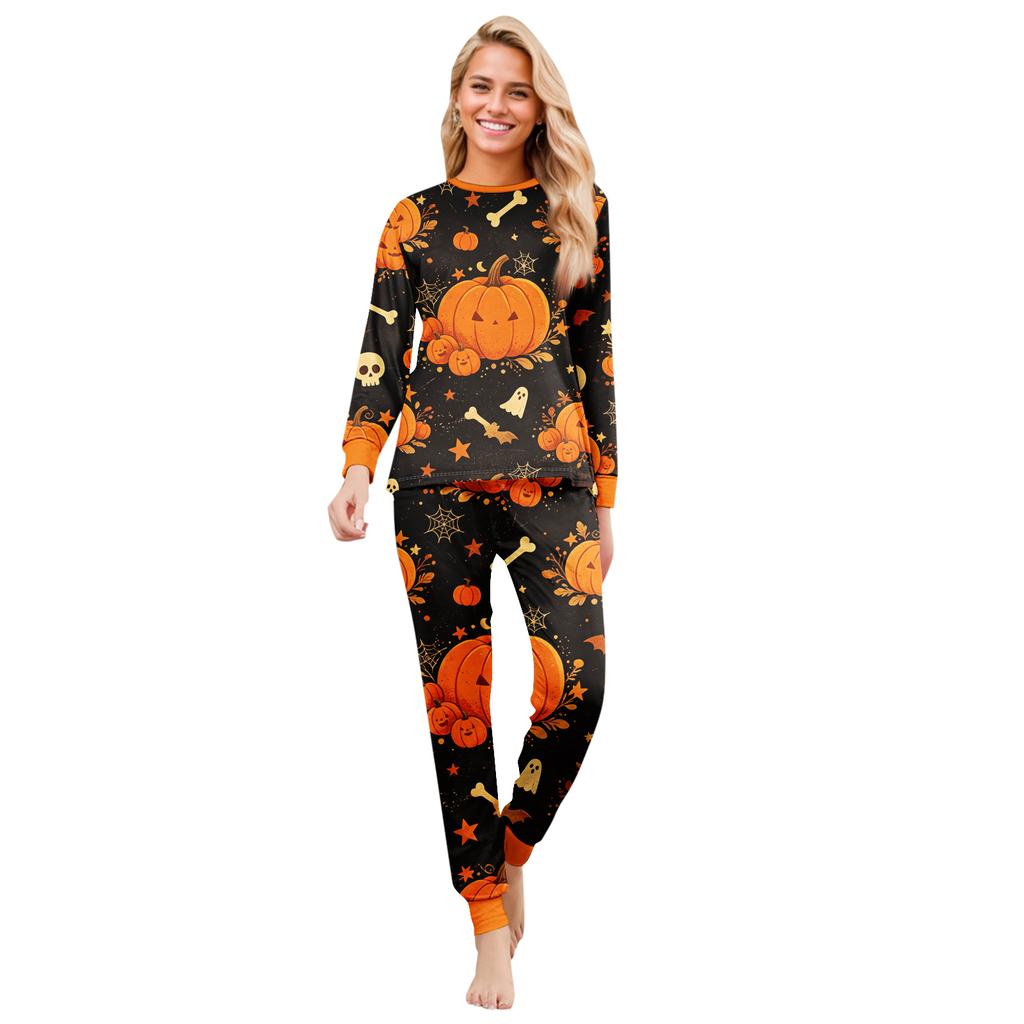 Family Matching Halloween Pajama Set Long Sleeve Top and Pants Loungewear for Parents and Kids
