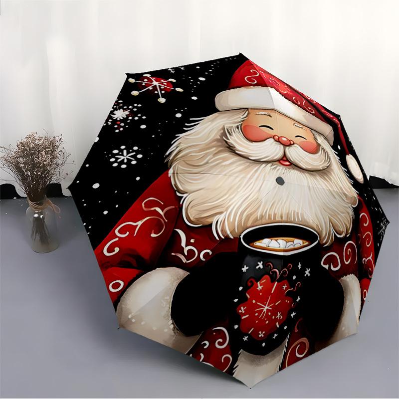 1pc Christmas Fashionable Automatic Opening/Closing Folding Umbrella with 8 Bones, Windproof Portable, Daily Use184