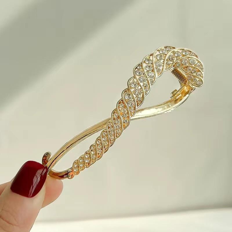 Vintage Style Rhinestone Hair Clip - Zinc Alloy Feather Design, Suitable for Daily And Party Wear