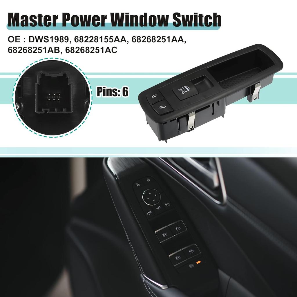 ACROPIX Front Left Driver Side Master Power Window Switch Fit for Chrysler 200 No.68228155AA/68268251AC - Pack of 1 Black