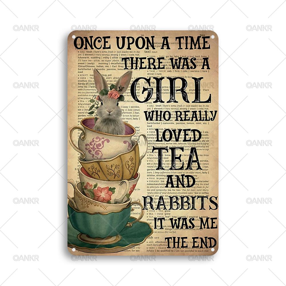 

Vintage Sweet Bar Poster Metal Tin Sign Once Upon A Time Girl Loved Tea Metal Signs for Home Wall Art Decor Plaque Accessories 20x30cm（7.8x11.8inch）