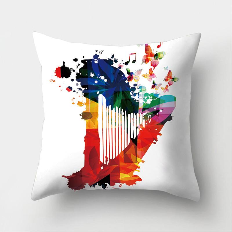 

Cushion Cover Pillow Sofa Decorative Pillowcase Musical Instrument Pattern 16x16Inch