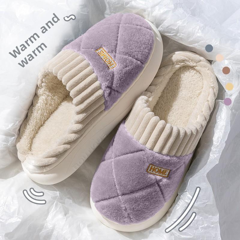 Cotton Slippers for Indoor, Home, and Outdoor Wear. Plush Warm, Thick Soled, Non Slip Cotton Shoes for Men, Floor Slippers