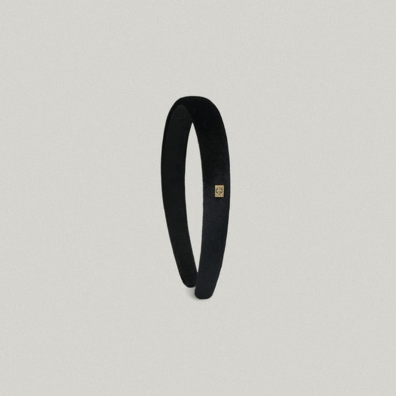 FOLNUA SQUARE LOGO VELVET HAIRBAND (2CM) [black]