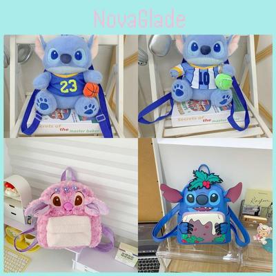 Bolso de Hombro de Peluche de Stitch de Dibujos Animados con Cremallera para Viajes Casuales y Regalo