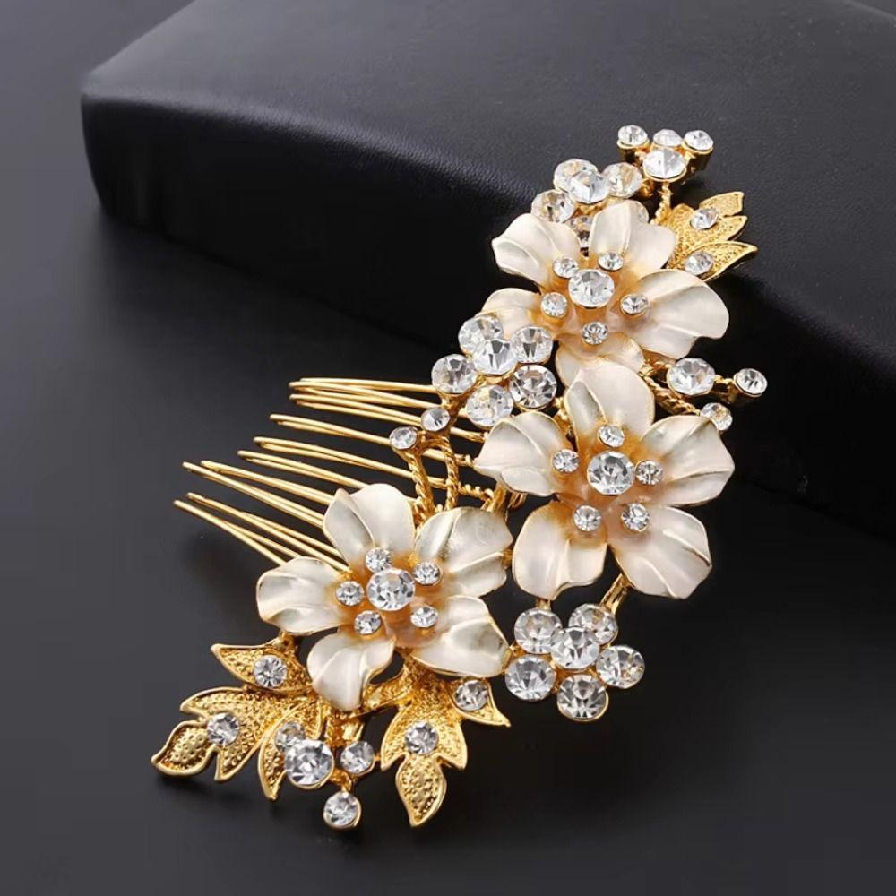 Headdress Rhinestone Hairpin Sparkling Flower Hairclip Hair Ornaments Bridal Hair Comb  Wedding