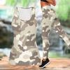 Conjunto de Yoga com Estampa Camuflada para Mulheres Moda Leggings de Treino Fitness Esportes Conjunto Casual de Yoga Roupa Esportiva