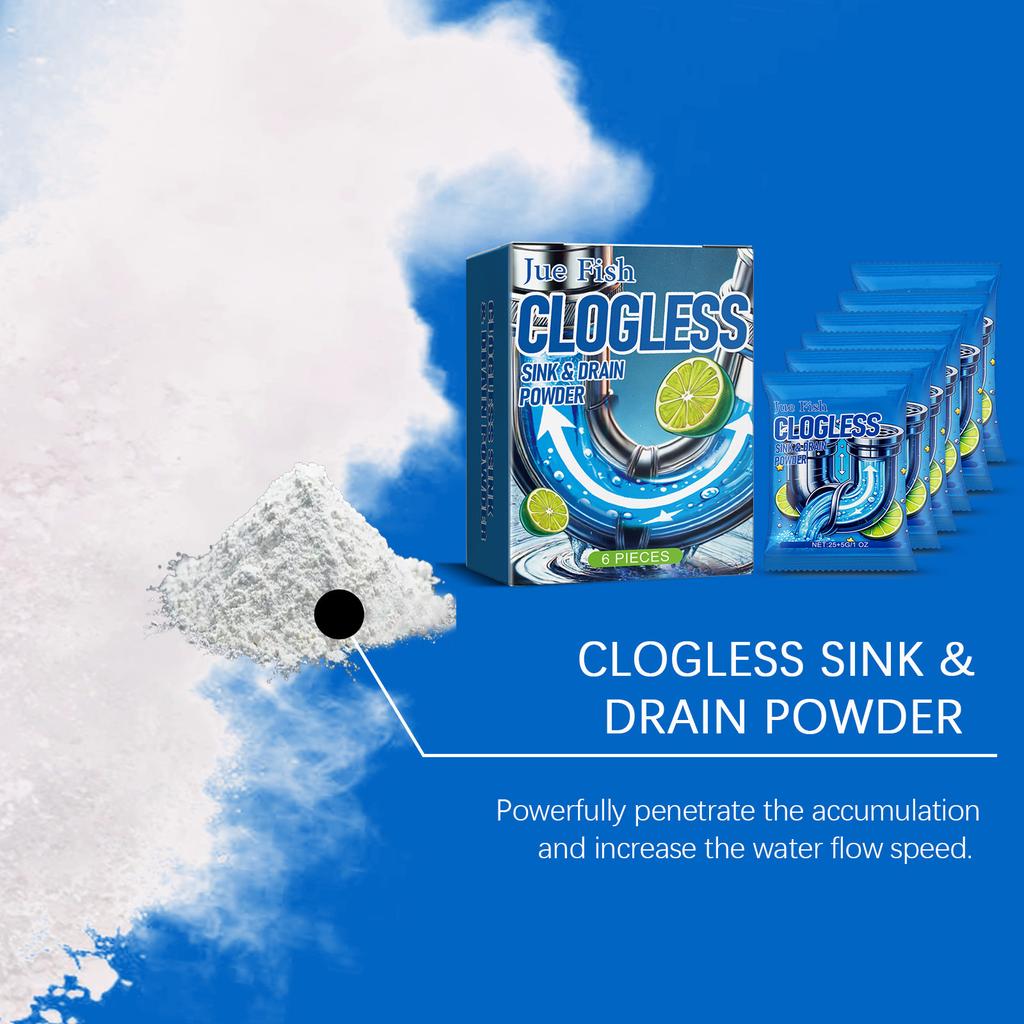 Jue-Fish Pipe Unclogging Powder Clean Dissolve Open Sewer Drain Powder Oil Clogging Deodorizing Powder