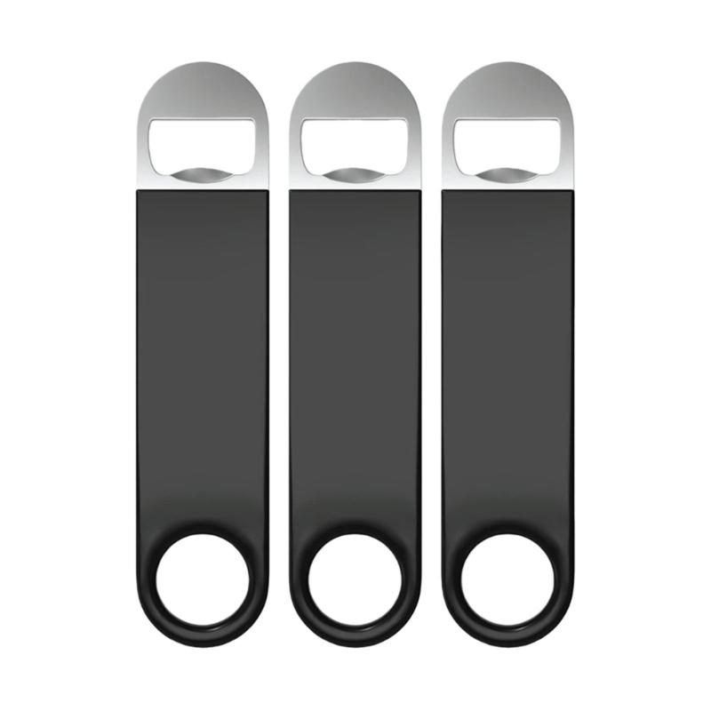 

Pack of 3 Rustproof Bottles Openers with Ergonomic Black Coated Handle for Comfortable Grip During Parties 1