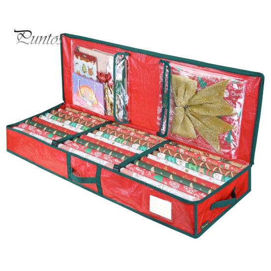 

Рождественская упаковочная бумажная сумка для хранения, гибкие перегородки, карманы, большая вместимость, прочная ручка, полиэтиленовая подарочная упаковка, органайзер красный