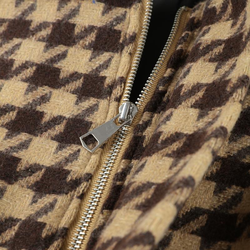 Plaid Short Jacket Shorts Suits Women Vintage Stand Collar Long Sleeve Zipper Coats With High Waist Shorts Street Ladies Outfits