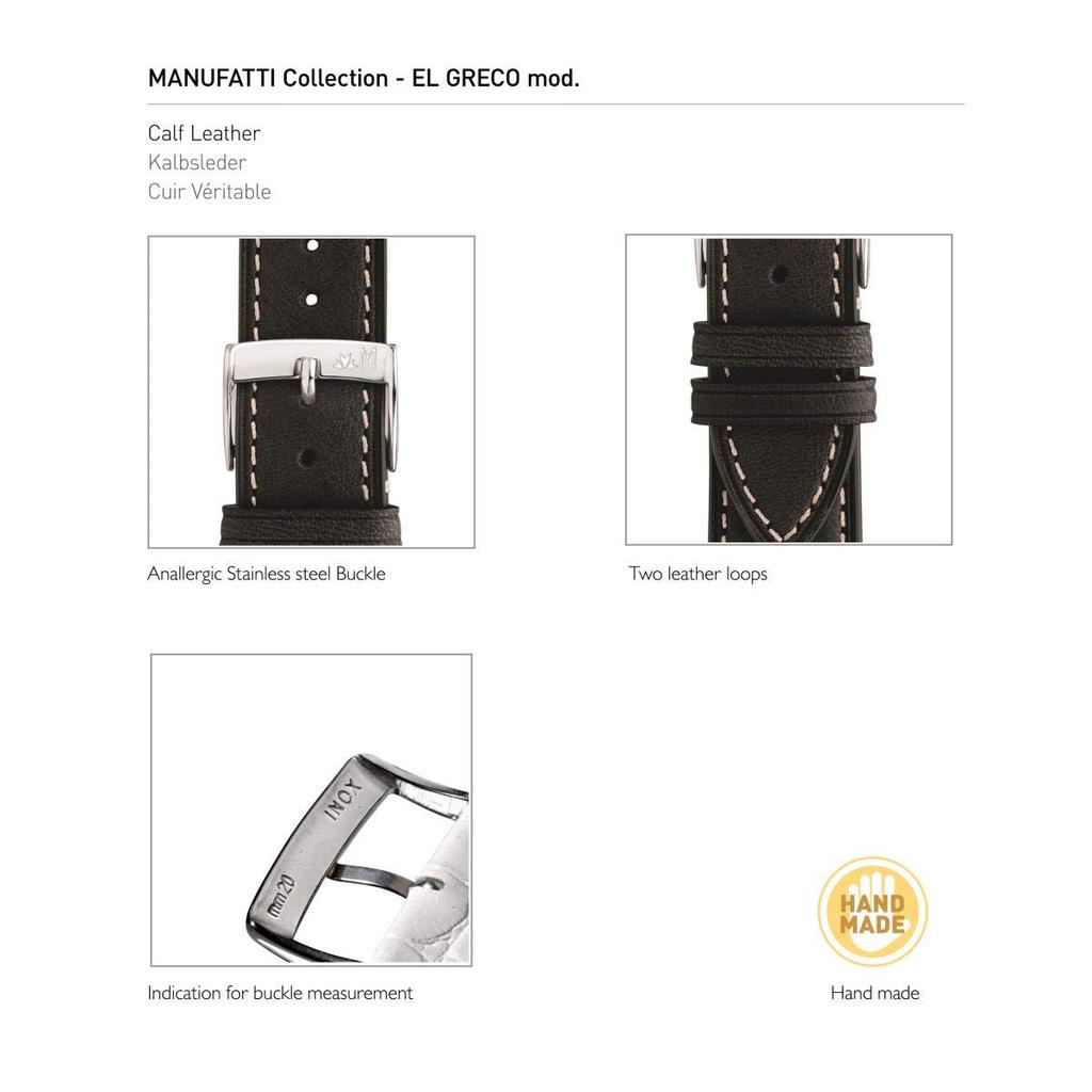 Morellato Calfskin Watch Strap for EL GRECO 22mm Black with Replacement Tool X5439B71019022 [Official Import]