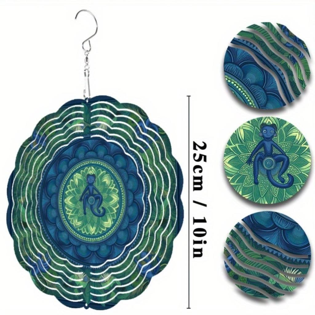 360 Degree Rotating Hook Metal Wind Chime 25.4 cm Battery Free Artistic Design for Garden Yard All Seasons Festival Decor