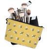 Yellow Cartoon Bee Print Makeup Storage Bag, Cute Portable Zipper Cosmetic Bag, Lightweight Durable Toiletry Bag