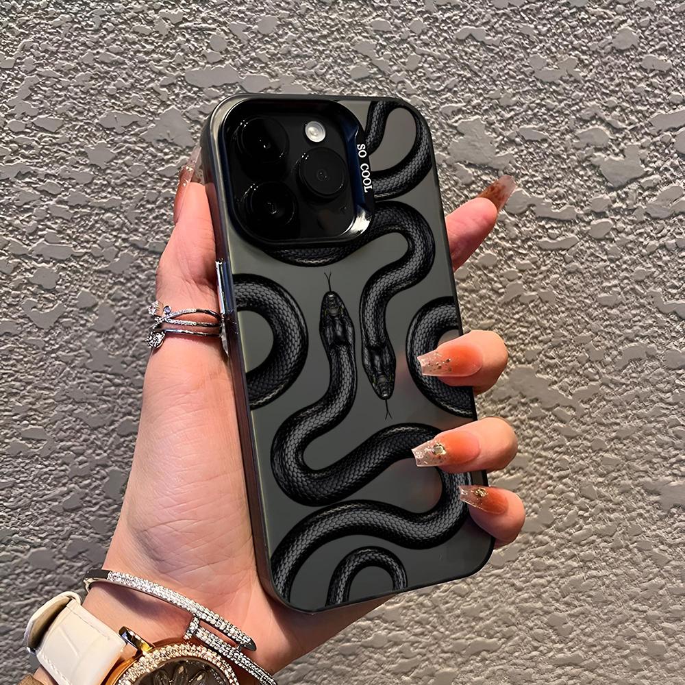 Phone Case Soft Matte Candy For IPhone 17 16 15 14 Pro Max Plus 13 12 11 Transparent Bumper Cover New Black Snake