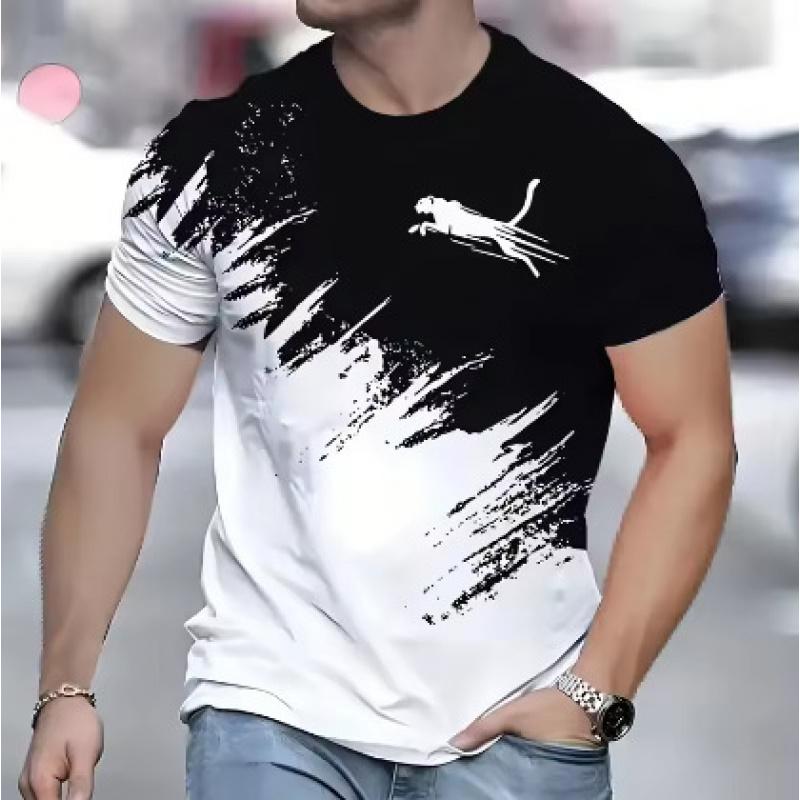 Men's Animal Pattern T-Shirt Printed Shirt Men's Sports Casual Trendy Fashion Short Sleeve T-Shirt
