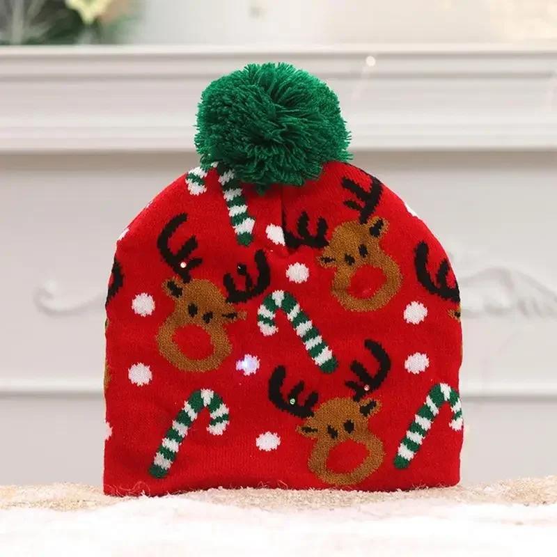 Christmas Hat With Led Light Christmas Light Up Sweater Knitted Beanie Xmas Hat for Adults Kids Christmas Decor Supplies
