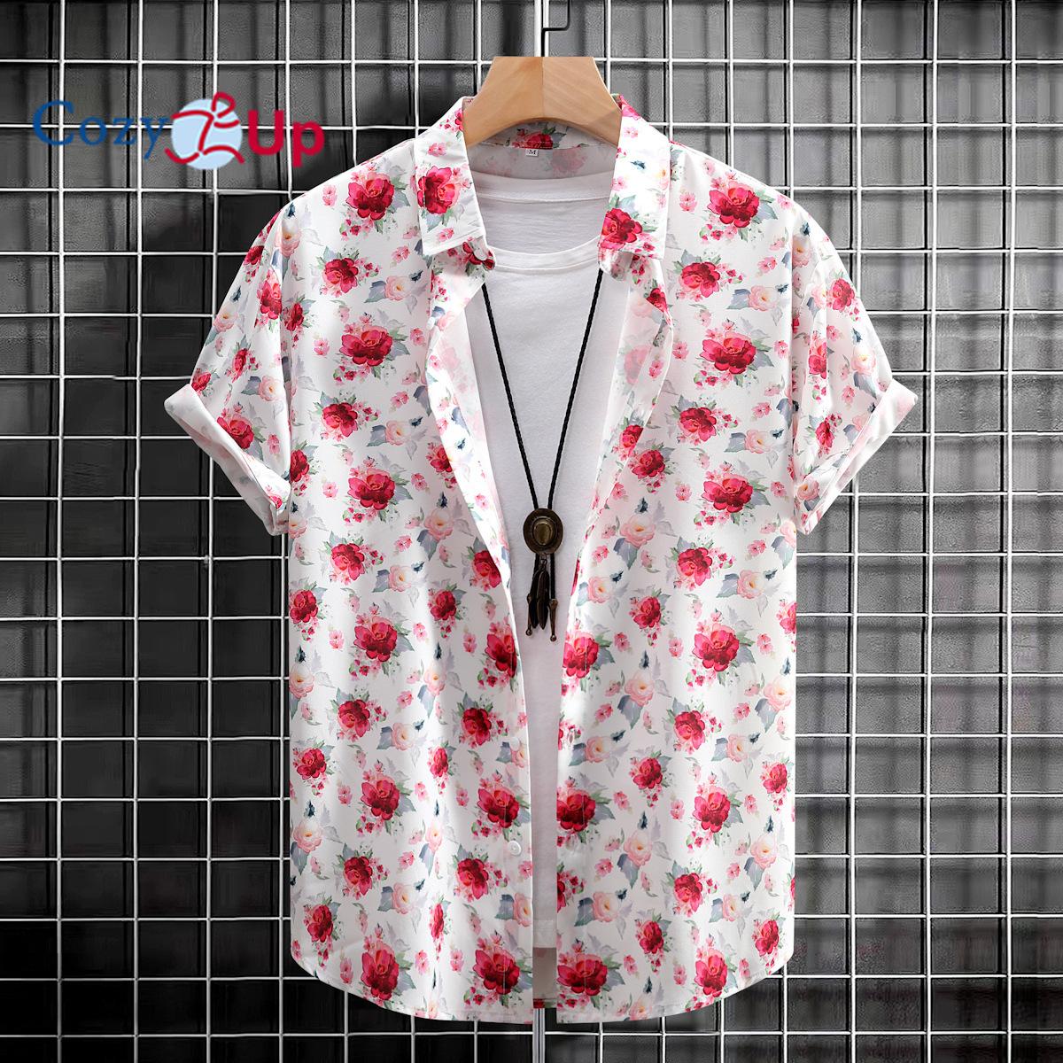 Уютные мужские повседневные рубашки с цветочным принтом — фото 22