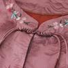 Embroidered Loose Stand Collar Shirt for Plus Size Mature Women