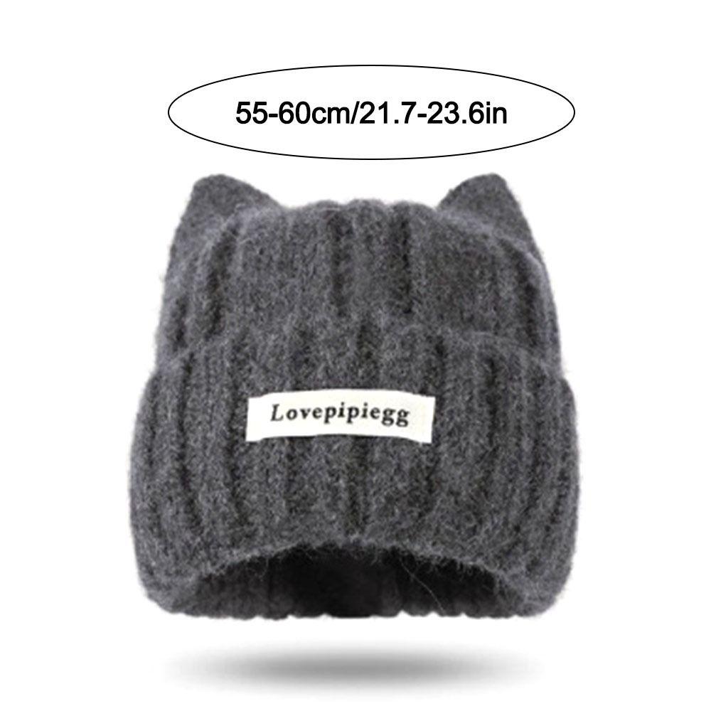 Windproof Beanie Hat Cat Ear Winter Bomber Cap Casual Knitted Woolen Cap for Women