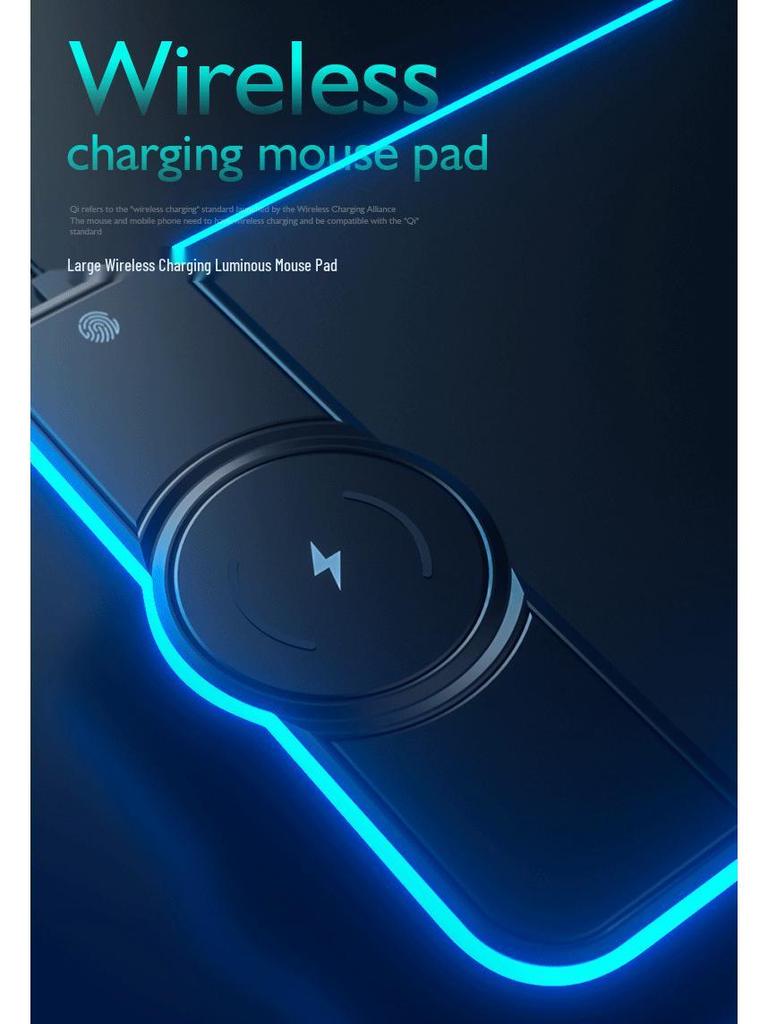 RGB Gaming Mouse Pad with Wireless Fast Charging (15W/10W/7.5W), Soft Surface, Colorful Light Effects, Phone Charger