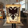 1PC Republic of Albania Print Flannel Blanket, High Quality All Seasons, Home Decor, Warmth and Comfort, Perfect for Christmas Gifts