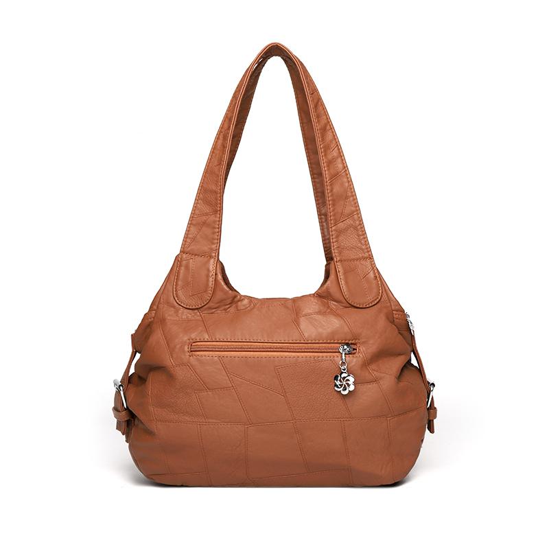 Women's Soft Leather Shoulder Bag Large Capacity Tote Bag Middle-aged Mother Crossbody Bag