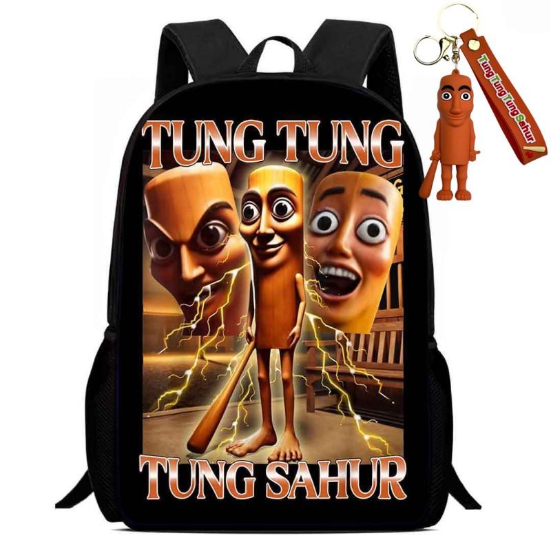 Portable Italian Brainrot Backpack Shoulders Bag Large Capacity Cartoon School Bag Printed Tung Tung Saur Tralala Bag For Kid