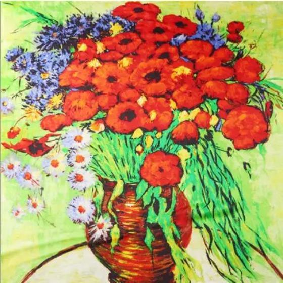 12mm Real Silk Hijab Scarf Luxury Pure Silk Stain Scarfs Soft Silky High Quality Women Designer Oil Painting Printing Head Scarf