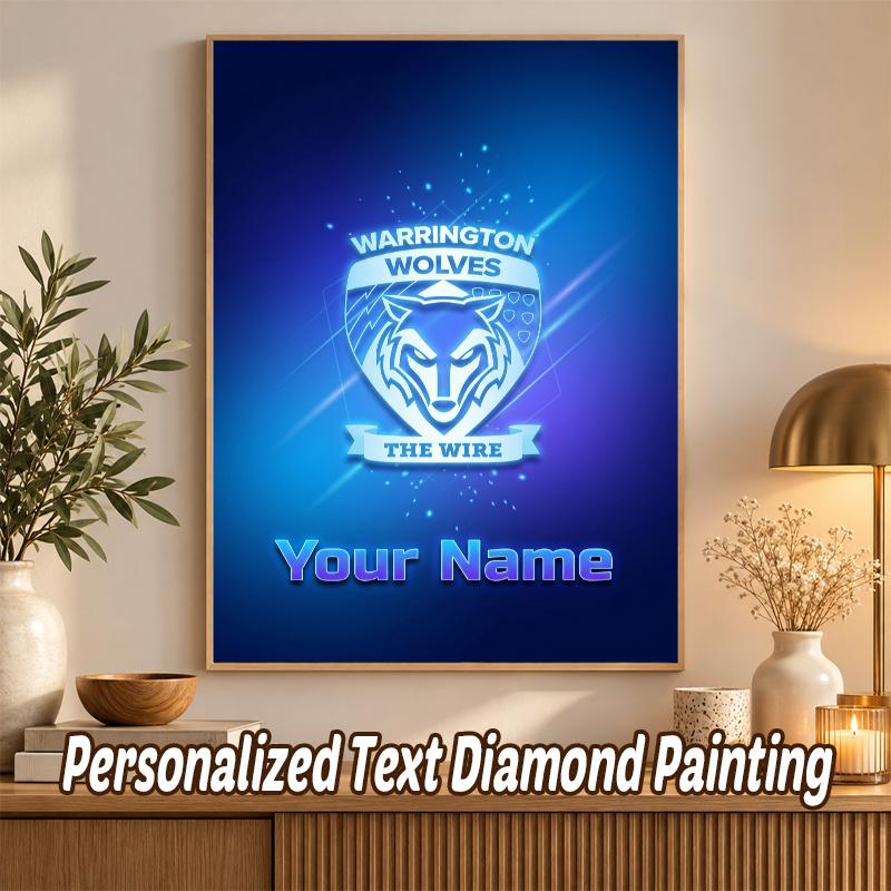 Warrington Wolves FC Custom Name Text 5D Diamond Painting Kit DIY Full Drill Diamond Art Decoration