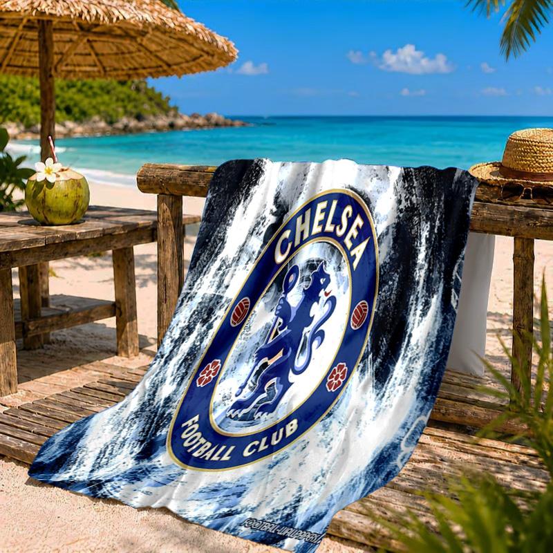 Chelsea Football Club Crest Beach Towel Microfiber Beach Towel, Lightweight and Quick-Dry, for Summer Travel, Swimming Pool Fan Birthday Gift