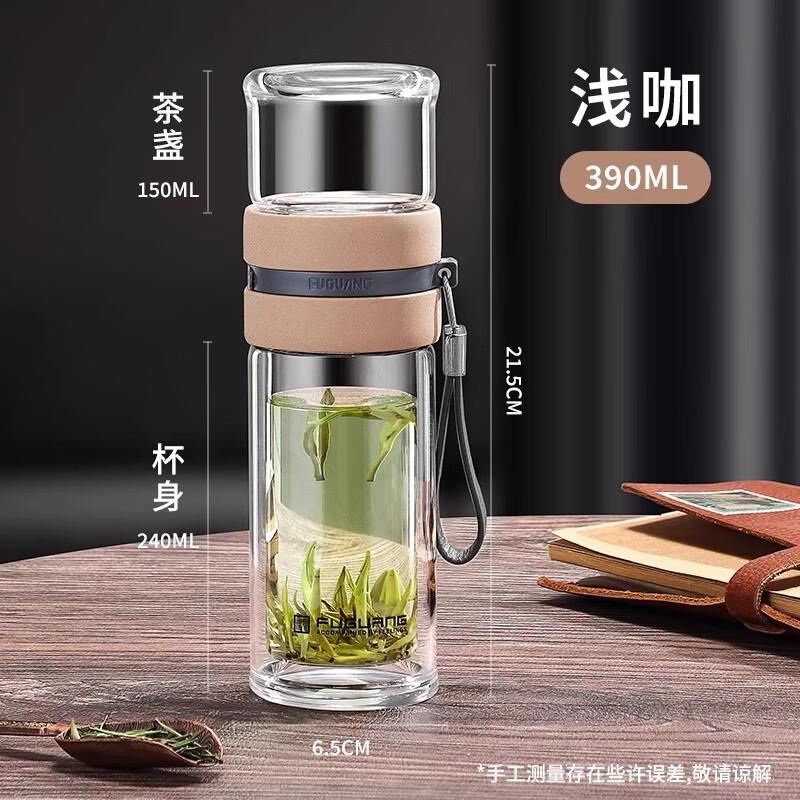 Двухслойная стеклянная бутылка-заварник Fuguang из боросиликатного стекла