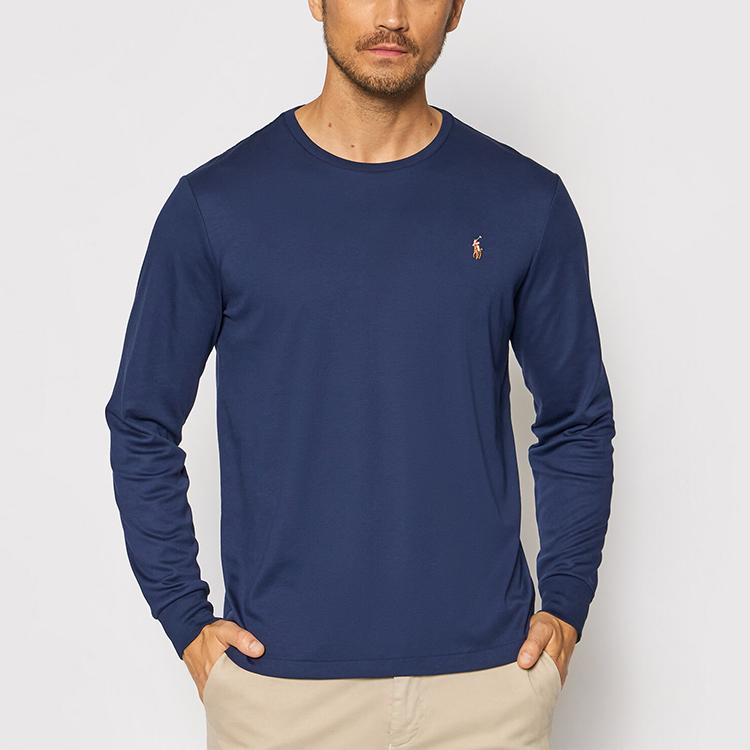 Polo Ralph Lauren Logo Embroidered Crew Neck Long Sleeve T-Shirt Men Tops Navy 710760121-003