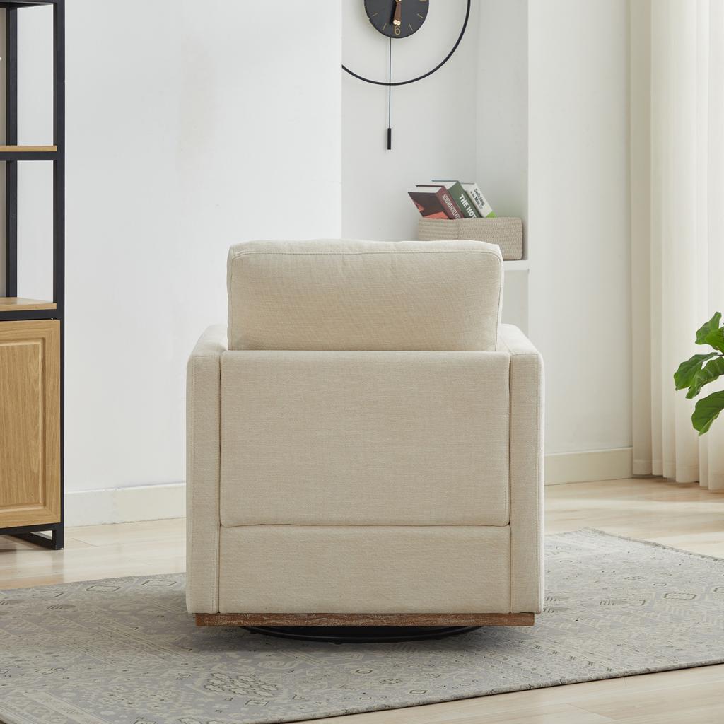 Four-Sided Upholstered Swivel Accent Chair, 360 degrees Club Chair & Lounge Chair with Armrests for Living Room, Bedroom, Apartment & Children's Room