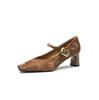 6368-12 Classic New Chinese Style! Retro National Style Square Head Thick Heel Sandals with Mary Jane Light Mouth Single Shoes