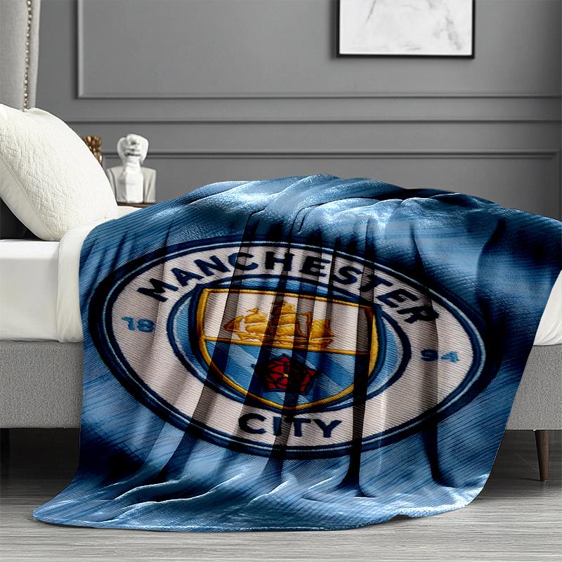Manchester City FC Print Blanket - Soft & Comfortable, for Bedroom, Travel, Sofa, Home Decoration - Birthday Christmas Gift for Friend