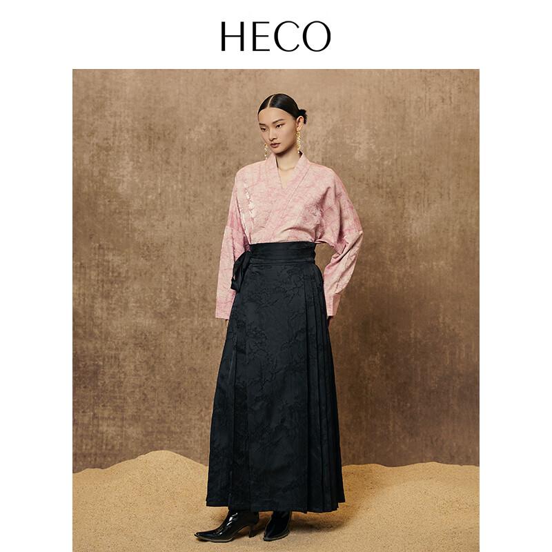 Heco New Chinese Style Jacquard Oblique Placket Tie-Up Blouse