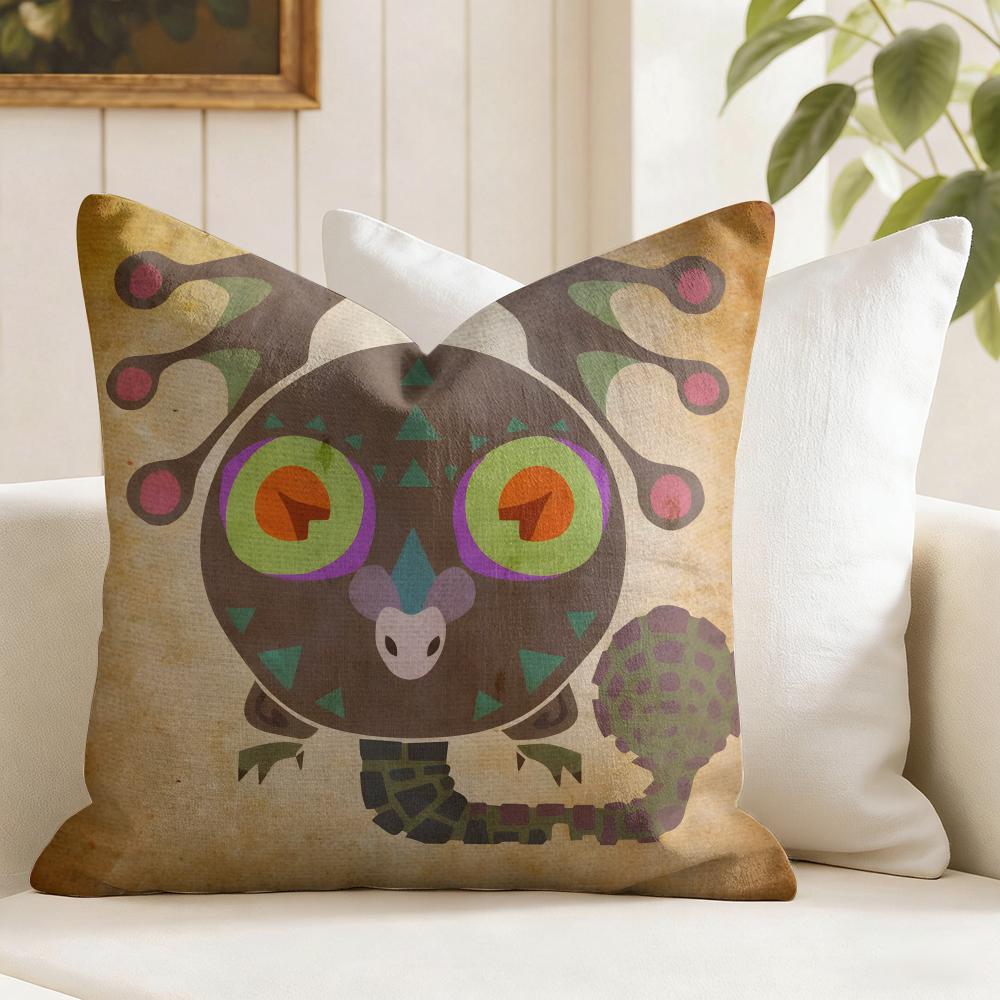 MMonster Hunter Game Cushion Cover Summer Linen Pillow Case Organic Fabric Cushion Cover DoubleSided Print Sofa Home Decor