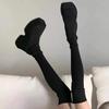Women's Over The Knee Sock Boots Winter New Fashion Stretch Thick Heels Knitted Long Boots Women Slip on Platform Shoes