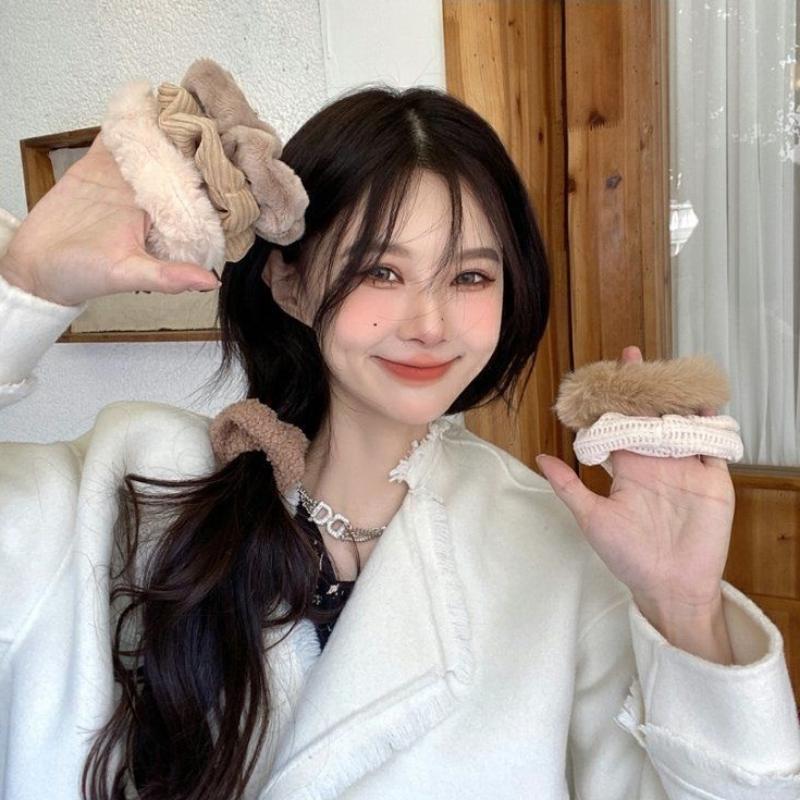 7 Pcs/Set Women Hair Scrunchies Set Plush Solid Hair Band For Girls Ponytail Holder Rubber Bands Hair Ties Hair Accessories