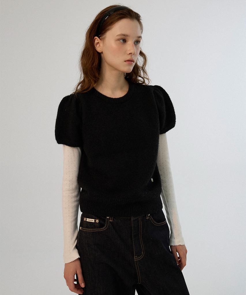 Sseomweeobeoteo Emma Half Puff Knit - Black