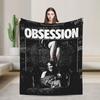 Obsession Bloody Girl Black and White Blanket Warm Plush Throw Blanket For Boy Girl Living Room Flannel Bedspread Bed Cover