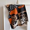 Camellia cashmere scarf women's winter senior sense versatile thickened warm scarf air conditioner shawl