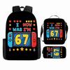 Large Capacity Schoolbag with Shoulder Strap; Student Three-piece Pencil Case Set