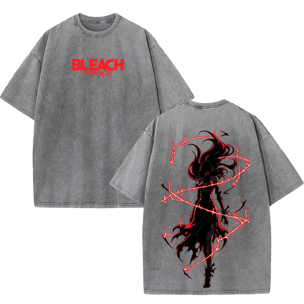 BLEACH Anime Orihime Inoue T-shirt Fashion Vintage Washed Oversized T Shirt Men Women Clothing Short Sleeve 100% Cotton Tee Top