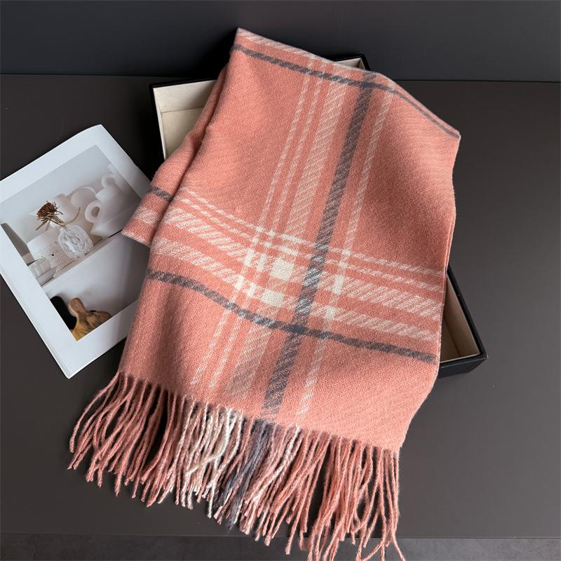 Winter Warmer Scarf For Women Men Thickened Neck Tassel Pashmina Shawl Faux Cashmere Warps Autumn Elegant Ladies Blanket