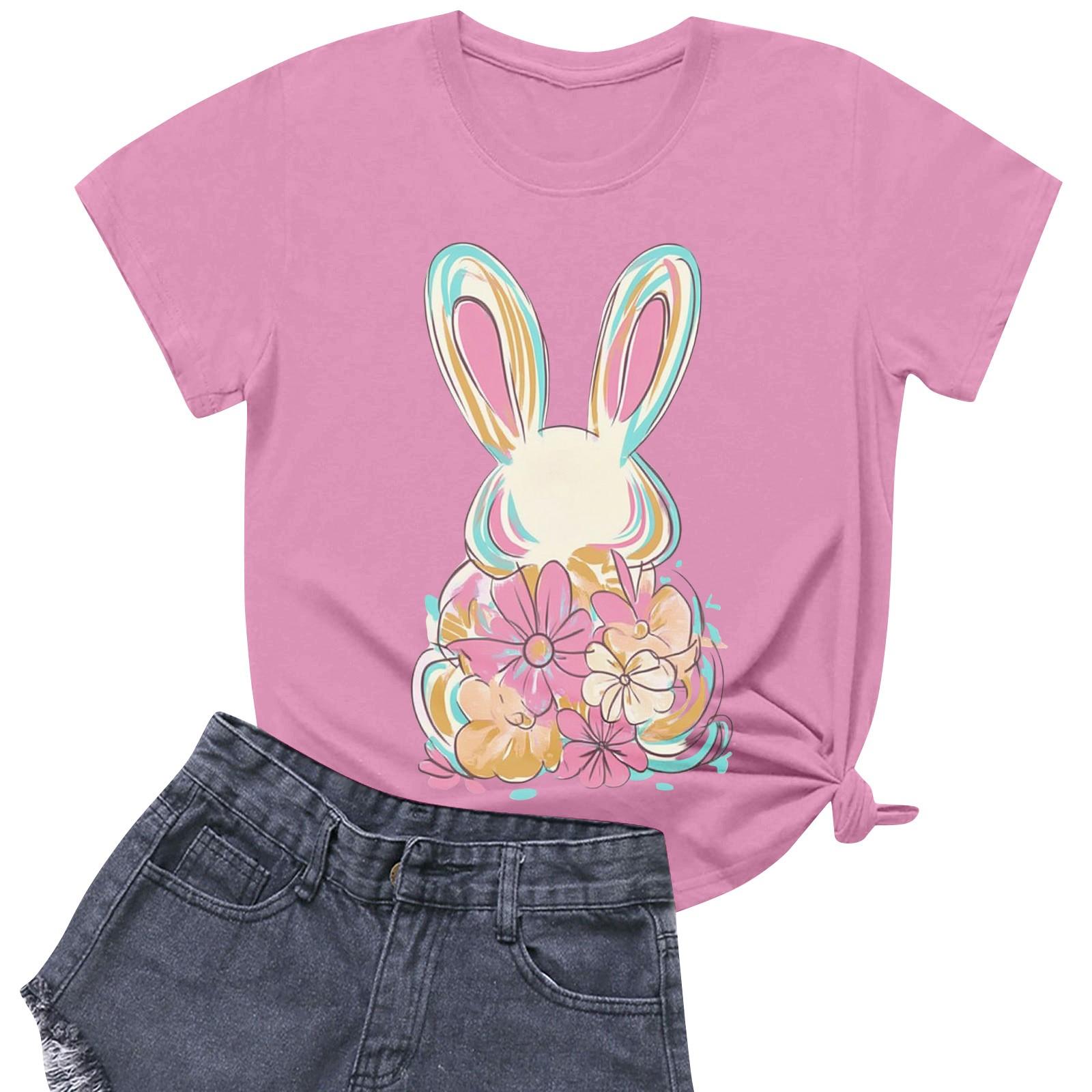 

Жіноча повсякденна футболка з круглим вирізом і короткими рукавами L рожевий