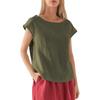Women Tops Draped Short Sleeve Round Neck Loose Fit Casual Tops Summer Spring Blouse Versatile Style Daily Wear