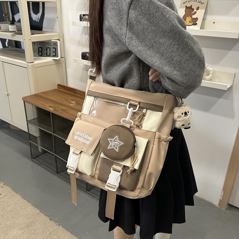 New Color Matching Learning Tutoring Bag Harajuku Daily Commuting Large-capacity Shoulder Messenger Bag